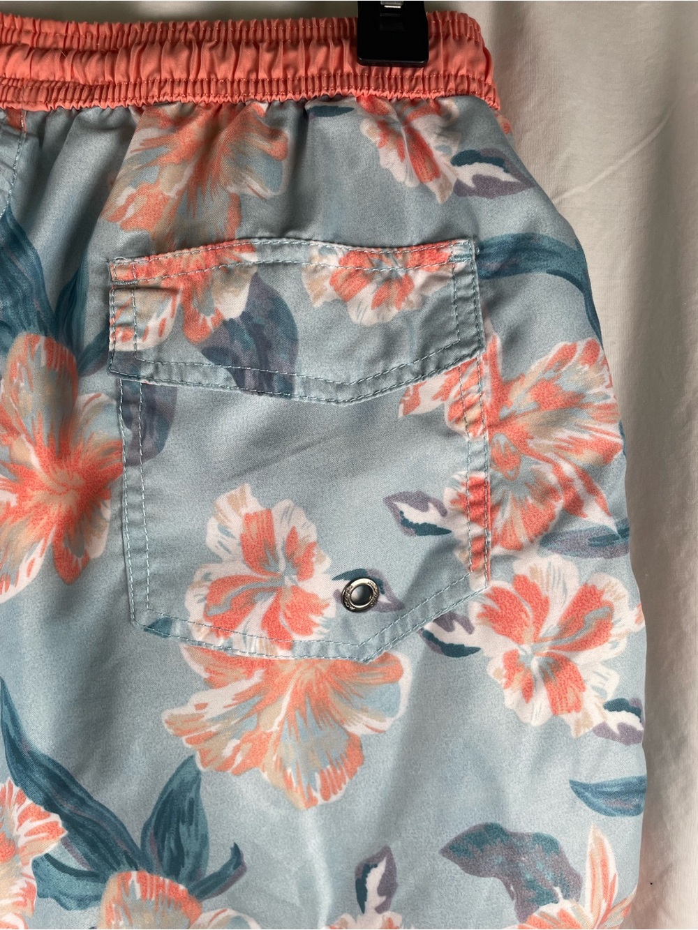 MaaMgic Men's Floral Swim Trunks [Small  Size] Light Blue & Peach Quick Dry - Picture 6 of 12